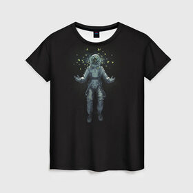 Женская футболка 3D с принтом Космонавт с Бабочками в Кировске, 100% полиэфир ( синтетическое хлопкоподобное полотно) | прямой крой, круглый вырез горловины, длина до линии бедер | астронавт | время первых | вселенная | гагарин | галактика | гравитация | звезды | интерстеллар | космический | луна | магия | млечный путь | невесомость | полет | скафандр | черная дыра