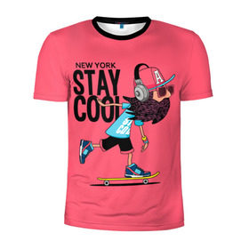 Мужская футболка 3D спортивная с принтом Stay cool в Кировске, 100% полиэстер с улучшенными характеристиками | приталенный силуэт, круглая горловина, широкие плечи, сужается к линии бедра | hipster | skateboard | sport