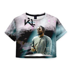 Женская футболка 3D укороченная с принтом Kendrick Lamar в Кировске, 100% полиэстер | круглая горловина, длина футболки до линии талии, рукава с отворотами | 