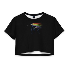 Женская футболка 3D укороченная с принтом Pink Floyd Cookie Monster в Кировске, 100% полиэстер | круглая горловина, длина футболки до линии талии, рукава с отворотами | монстр | печеньки | улица сезам