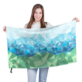 Флаг 3D с принтом URAL polygonal в Кировске, 100% полиэстер | плотность ткани — 95 г/м2, размер — 67 х 109 см. Принт наносится с одной стороны | polygonal | yaaydesign | екатеринбург | поли | полигональный | россия | урал