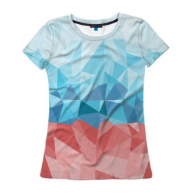 Женская футболка 3D с принтом RUSSIA YAAY в Кировске, 100% полиэфир ( синтетическое хлопкоподобное полотно) | прямой крой, круглый вырез горловины, длина до линии бедер | yaaydesign |   polygonal | полигоны | россия