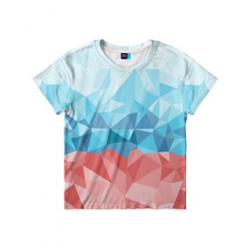 Детская футболка 3D с принтом RUSSIA YAAY в Кировске, 100% гипоаллергенный полиэфир | прямой крой, круглый вырез горловины, длина до линии бедер, чуть спущенное плечо, ткань немного тянется | yaaydesign |   polygonal | полигоны | россия