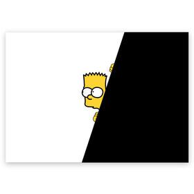 Поздравительная открытка с принтом Барт в Кировске, 100% бумага | плотность бумаги 280 г/м2, матовая, на обратной стороне линовка и место для марки
 | барт | гомер | симпсоны