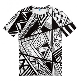 Мужская футболка 3D с принтом Black and white (1) в Кировске, 100% полиэфир | прямой крой, круглый вырез горловины, длина до линии бедер | 