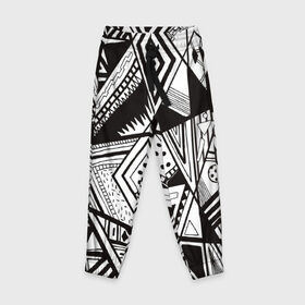 Детские брюки 3D с принтом Black and white (1) в Кировске, 100% полиэстер | манжеты по низу, эластичный пояс регулируется шнурком, по бокам два кармана без застежек, внутренняя часть кармана из мелкой сетки | 