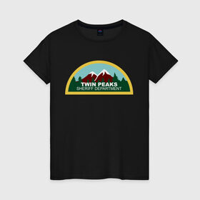 Женская футболка хлопок с принтом Twin Peaks Sheriff Department в Кировске, 100% хлопок | прямой крой, круглый вырез горловины, длина до линии бедер, слегка спущенное плечо | twin peaks | дейл купер | купер | сериал | твин пикс