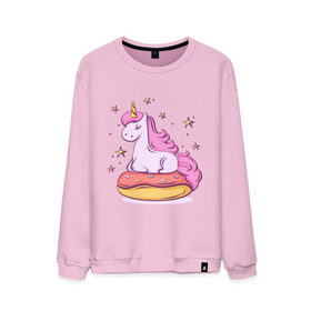 Мужской свитшот хлопок с принтом Единорог в Кировске, 100% хлопок |  | donut | pink | star | unicorn | единорог | звезды | конь | милота | пончик | сказка