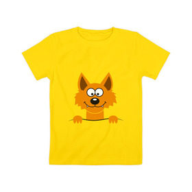 Детская футболка хлопок с принтом Хитрый лис в Кировске, 100% хлопок | круглый вырез горловины, полуприлегающий силуэт, длина до линии бедер | animals | fox | животные | карман | лес | лис | лиса | милый | охота | охотник | хитрый