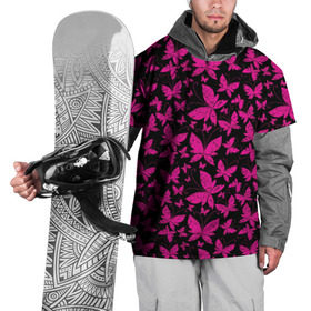 Накидка на куртку 3D с принтом Розовые бабочки в Кировске, 100% полиэстер |  | butterflies | pink | бабочки | красота | крылья | нежность | орнамент | розовый | узор