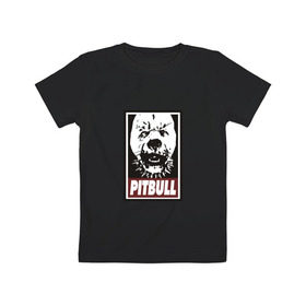 Детская футболка хлопок с принтом Pitbull в Кировске, 100% хлопок | круглый вырез горловины, полуприлегающий силуэт, длина до линии бедер | Тематика изображения на принте: 