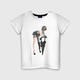 Детская футболка хлопок с принтом Nier automata в Кировске, 100% хлопок | круглый вырез горловины, полуприлегающий силуэт, длина до линии бедер | 