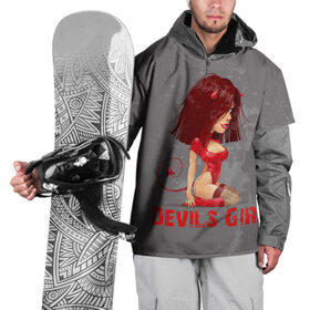 Накидка на куртку 3D с принтом Devils Girl в Кировске, 100% полиэстер |  | Тематика изображения на принте: devils girl |   дьявол | грешница | люцифер | сатана