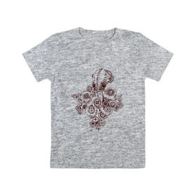 Детская футболка хлопок с принтом Steampunk octopus в Кировске, 100% хлопок | круглый вырез горловины, полуприлегающий силуэт, длина до линии бедер | gear | octopus | sea | steampunk | арт | осьминог | стимпанк | шестеренка