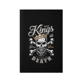 Обложка для паспорта матовая кожа с принтом Kings death в Кировске, натуральная матовая кожа | размер 19,3 х 13,7 см; прозрачные пластиковые крепления | beard | bones | crown | death | halloween | hell | king | kings death | mustache | skull | ад | борода | король | корона | кости | ужас | усы | хэллоуин | череп | эмблема