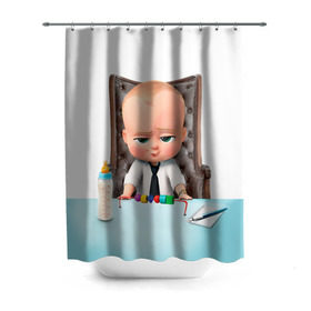 Штора 3D для ванной с принтом Boss Baby в Кировске, 100% полиэстер | плотность материала — 100 г/м2. Стандартный размер — 146 см х 180 см. По верхнему краю — пластиковые люверсы для креплений. В комплекте 10 пластиковых колец | boss baby | босс | молокосос | мультфильмы