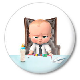 Значок с принтом Boss Baby в Кировске,  металл | круглая форма, металлическая застежка в виде булавки | boss baby | босс | молокосос | мультфильмы