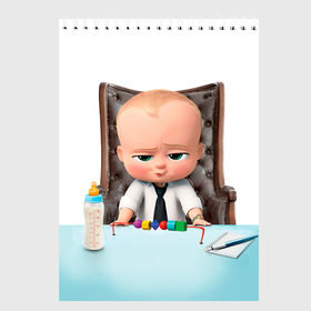 Скетчбук с принтом Boss Baby в Кировске, 100% бумага
 | 48 листов, плотность листов — 100 г/м2, плотность картонной обложки — 250 г/м2. Листы скреплены сверху удобной пружинной спиралью | Тематика изображения на принте: boss baby | босс | молокосос | мультфильмы
