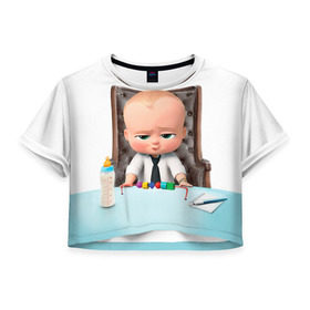 Женская футболка 3D укороченная с принтом Boss Baby в Кировске, 100% полиэстер | круглая горловина, длина футболки до линии талии, рукава с отворотами | boss baby | босс | молокосос | мультфильмы