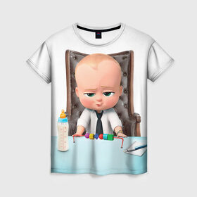 Женская футболка 3D с принтом Boss Baby в Кировске, 100% полиэфир ( синтетическое хлопкоподобное полотно) | прямой крой, круглый вырез горловины, длина до линии бедер | Тематика изображения на принте: boss baby | босс | молокосос | мультфильмы
