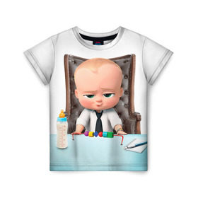 Детская футболка 3D с принтом Boss Baby в Кировске, 100% гипоаллергенный полиэфир | прямой крой, круглый вырез горловины, длина до линии бедер, чуть спущенное плечо, ткань немного тянется | boss baby | босс | молокосос | мультфильмы
