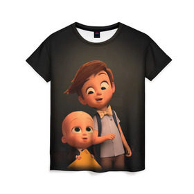 Женская футболка 3D с принтом Boss Baby в Кировске, 100% полиэфир ( синтетическое хлопкоподобное полотно) | прямой крой, круглый вырез горловины, длина до линии бедер | Тематика изображения на принте: boss baby | босс | молокосос | мультфильмы