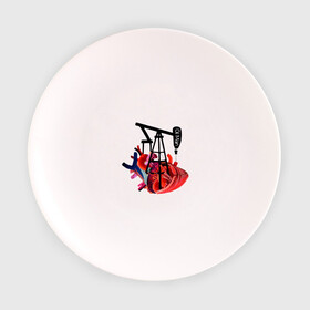 Тарелка с принтом Сердце нефтяника в Кировске, фарфор | диаметр - 210 мм
диаметр для нанесения принта - 120 мм | газ | нефть