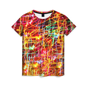 Женская футболка 3D с принтом Light creative в Кировске, 100% полиэфир ( синтетическое хлопкоподобное полотно) | прямой крой, круглый вырез горловины, длина до линии бедер | abstract | colorful | electric | energy | light | абстракция | вет | цвет | электрик | энергия