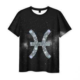 Мужская футболка 3D с принтом Рыбы в Кировске, 100% полиэфир | прямой крой, круглый вырез горловины, длина до линии бедер | звезды | знаки зодиака | космос | рыбы | созвездие