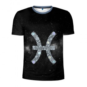 Мужская футболка 3D спортивная с принтом Рыбы в Кировске, 100% полиэстер с улучшенными характеристиками | приталенный силуэт, круглая горловина, широкие плечи, сужается к линии бедра | звезды | знаки зодиака | космос | рыбы | созвездие