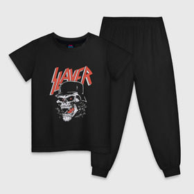 Детская пижама хлопок с принтом Slayer череп в Кировске, 100% хлопок |  брюки и футболка прямого кроя, без карманов, на брюках мягкая резинка на поясе и по низу штанин
 | slayer | группа | гэри холт | злость | зубы | каска | керри кинг | кости | метал | музыка | песни | пол бостаф | рок | слеар | слеер | слеяр | том арайа | трэш метал | тяжелый рок | хеви метал | язык