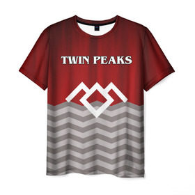 Мужская футболка 3D с принтом Twin Peaks в Кировске, 100% полиэфир | прямой крой, круглый вырез горловины, длина до линии бедер | Тематика изображения на принте: twin peaks | арт | лого | полосы | сериал | твин пикс | текстура | фильмы