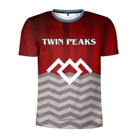Мужская футболка 3D спортивная с принтом Twin Peaks в Кировске, 100% полиэстер с улучшенными характеристиками | приталенный силуэт, круглая горловина, широкие плечи, сужается к линии бедра | Тематика изображения на принте: twin peaks | арт | лого | полосы | сериал | твин пикс | текстура | фильмы