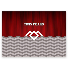 Поздравительная открытка с принтом Twin Peaks в Кировске, 100% бумага | плотность бумаги 280 г/м2, матовая, на обратной стороне линовка и место для марки
 | twin peaks | арт | лого | полосы | сериал | твин пикс | текстура | фильмы