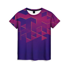 Женская футболка 3D с принтом Absraction night в Кировске, 100% полиэфир ( синтетическое хлопкоподобное полотно) | прямой крой, круглый вырез горловины, длина до линии бедер | abstraction | pattern | triangle | абстракция | кубики | текстуры | треугольники