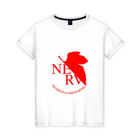 Женская футболка хлопок с принтом Evangelion в Кировске, 100% хлопок | прямой крой, круглый вырез горловины, длина до линии бедер, слегка спущенное плечо | евангенлион