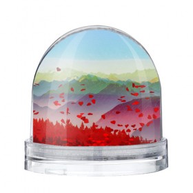 Водяной шар с принтом Радужный пейзаж в Кировске, Пластик | Изображение внутри шара печатается на глянцевой фотобумаге с двух сторон | горы | деревья | дождь | лес | массив | небо | природа | рельеф | скалы | яркий