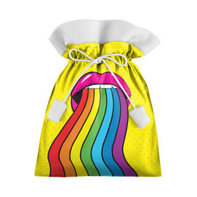 Подарочный 3D мешок с принтом Pop art в Кировске, 100% полиэстер | Размер: 29*39 см | fun | lip color | mouth | pop art | rainbow | reggae | spectrum | style | summer | teeth | yellow | веселье | губы | желтый | зубы | лето | поп арт | радуга | рот | спектр | стиль | цвет