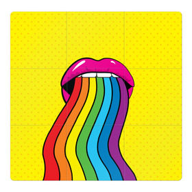 Магнитный плакат 3Х3 с принтом Pop art в Кировске, Полимерный материал с магнитным слоем | 9 деталей размером 9*9 см | Тематика изображения на принте: fun | lip color | mouth | pop art | rainbow | reggae | spectrum | style | summer | teeth | yellow | веселье | губы | желтый | зубы | лето | поп арт | радуга | рот | спектр | стиль | цвет