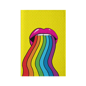 Обложка для паспорта матовая кожа с принтом Pop art в Кировске, натуральная матовая кожа | размер 19,3 х 13,7 см; прозрачные пластиковые крепления | fun | lip color | mouth | pop art | rainbow | reggae | spectrum | style | summer | teeth | yellow | веселье | губы | желтый | зубы | лето | поп арт | радуга | рот | спектр | стиль | цвет