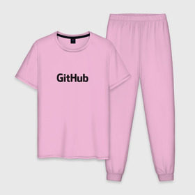 Мужская пижама хлопок с принтом GitHubWhite в Кировске, 100% хлопок | брюки и футболка прямого кроя, без карманов, на брюках мягкая резинка на поясе и по низу штанин
 | github | программист