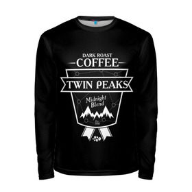 Мужской лонгслив 3D с принтом Twin Peaks Coffee в Кировске, 100% полиэстер | длинные рукава, круглый вырез горловины, полуприлегающий силуэт | twin peaks | арт | купер | сериал | твин пикс | фильмы | черно белые