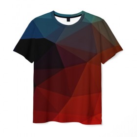 Мужская футболка 3D с принтом abstraction в Кировске, 100% полиэфир | прямой крой, круглый вырез горловины, длина до линии бедер | abstraction | абстракция | геометрия | грани | линии | полигоны | розовый | сочетания | текстура | треугольники