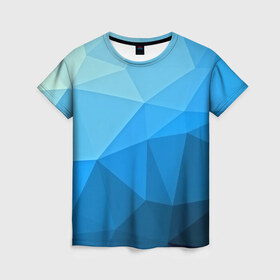 Женская футболка 3D с принтом geometric blue в Кировске, 100% полиэфир ( синтетическое хлопкоподобное полотно) | прямой крой, круглый вырез горловины, длина до линии бедер | abstraction | абстракция | геометрия | грани | линии | полигоны | розовый | сочетания | текстура | треугольники