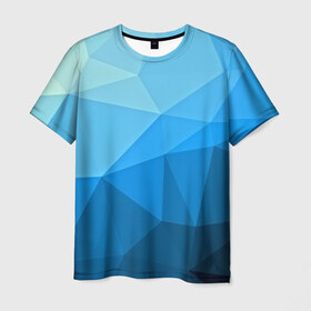 Мужская футболка 3D с принтом geometric blue в Кировске, 100% полиэфир | прямой крой, круглый вырез горловины, длина до линии бедер | Тематика изображения на принте: abstraction | абстракция | геометрия | грани | линии | полигоны | розовый | сочетания | текстура | треугольники