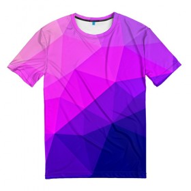 Мужская футболка 3D с принтом Geometrica в Кировске, 100% полиэфир | прямой крой, круглый вырез горловины, длина до линии бедер | abstraction | абстракция | геометрия | грани | линии | полигоны | розовый | сочетания | текстура | треугольники