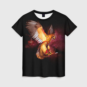 Женская футболка 3D с принтом Fantasy bird в Кировске, 100% полиэфир ( синтетическое хлопкоподобное полотно) | прямой крой, круглый вырез горловины, длина до линии бедер | game | беркут | игра | игрок | лук и стрелы | орёл | птица | сокол | фэнтези