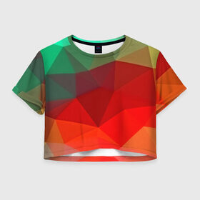 Женская футболка 3D укороченная с принтом Abstraction colorise в Кировске, 100% полиэстер | круглая горловина, длина футболки до линии талии, рукава с отворотами | abstraction | абстракция | геометрия | грани | линии | полигоны | сочетания | текстура | треугольники