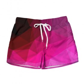 Женские шорты 3D с принтом Pink Polygon в Кировске, 100% полиэстер | прямой крой, два кармана без застежек по бокам. Мягкая трикотажная резинка на поясе, внутри которой широкие завязки. Длина до середины бедра | 