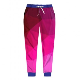 Женские брюки 3D с принтом Pink Polygon в Кировске, полиэстер 100% | прямой крой, два кармана без застежек по бокам, с мягкой трикотажной резинкой на поясе и по низу штанин. В поясе для дополнительного комфорта — широкие завязки | 